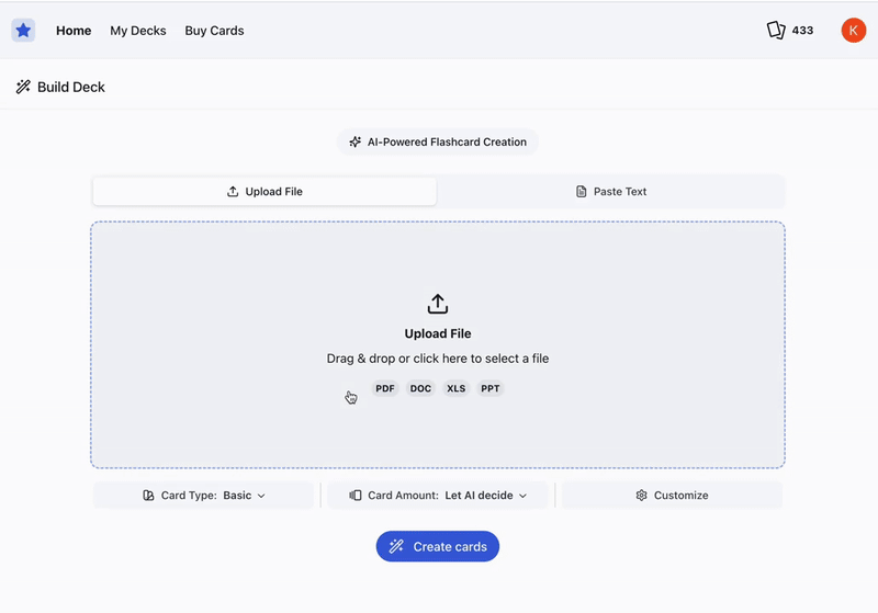 Upload a file with Ankify